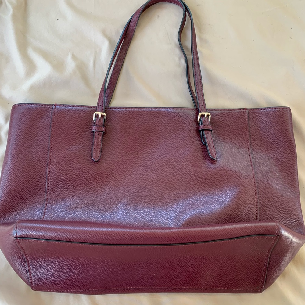 Coach Leatherwear Maroon Leather Tote Bag with Gold Hardware